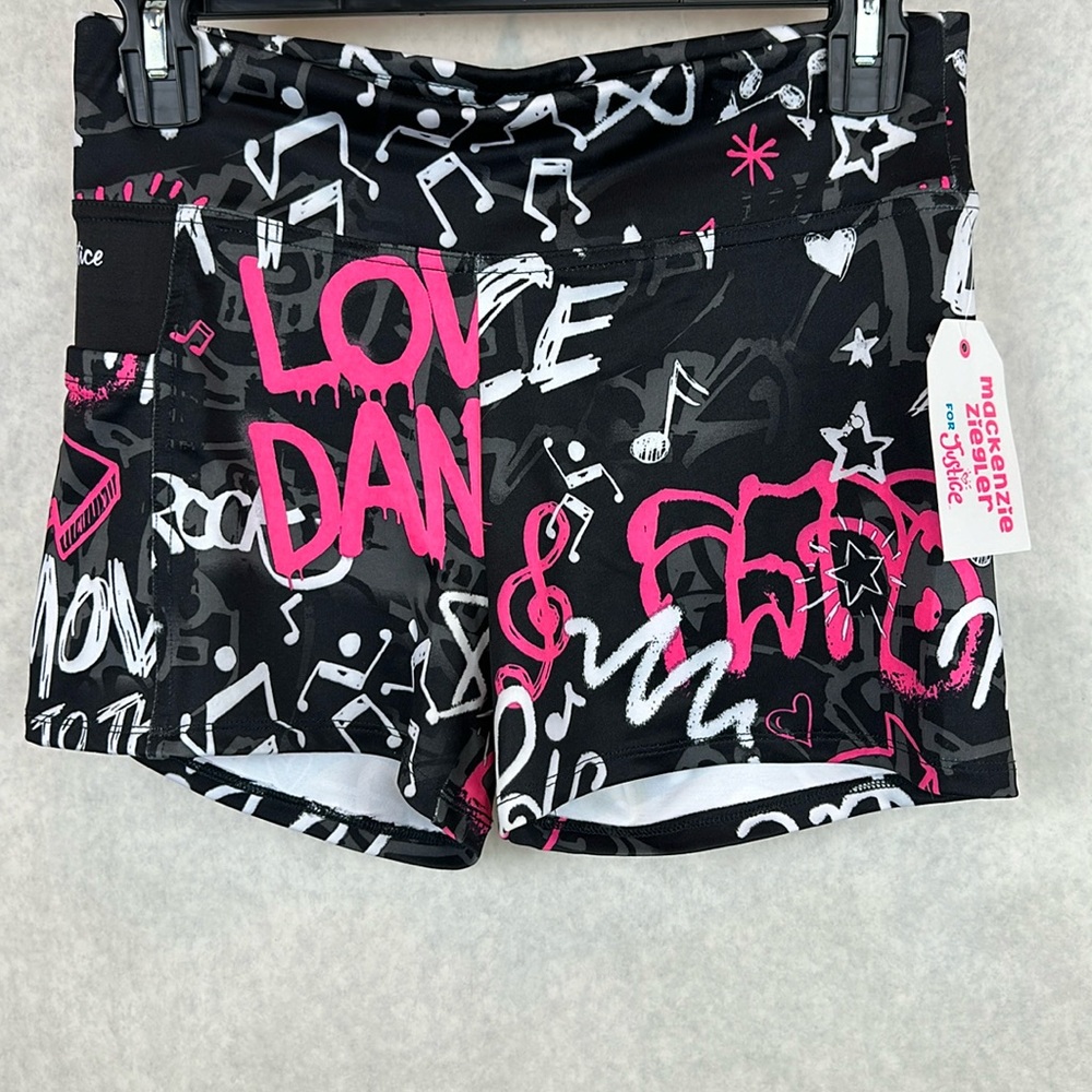 Mackenzie Ziegler For Justice Active Cheer Dance Shorts Pink Black Side Pocket